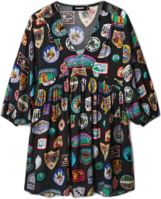 Desigual jurk met all over print zwart multi - Foto 2