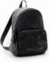 Desigual Kleine Zwarte Rugzak met Bloemenborduursel van Eco-Leer Black Dames - Thumbnail 2