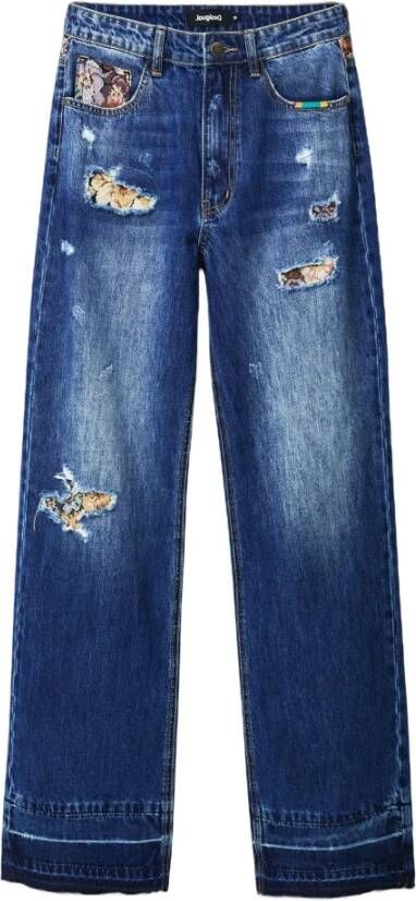 Desigual Blauwe Denim Jeans met Rits en Knoopsluiting Blue Dames