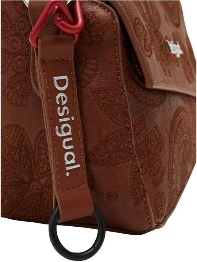 Desigual Middelgrote schoudertas met bloemenborduursel en meerdere compartimenten Brown Dames - Foto 2