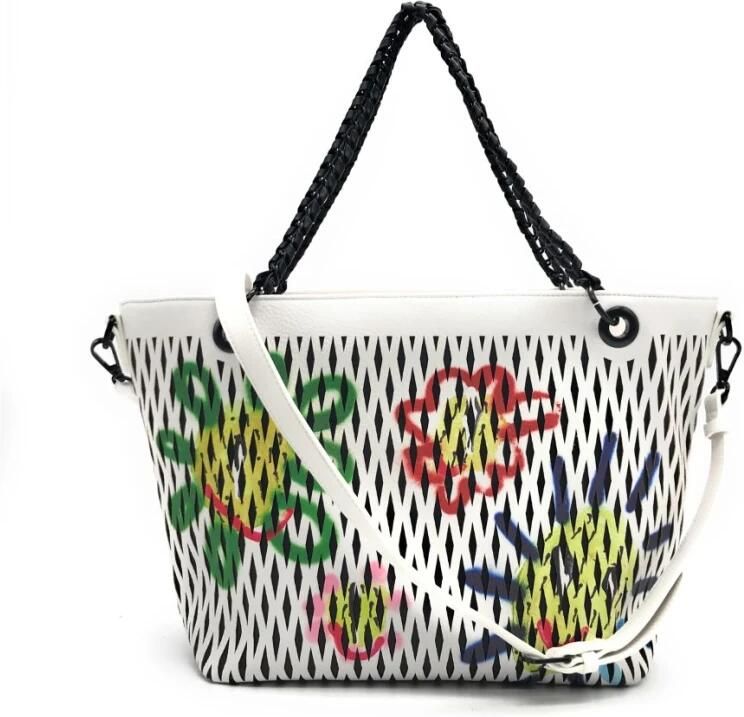 Desigual Witte Polyurethaan Handtas met Kettinghandvatten en Afneembare Schouderband Wit Dames - Foto 5