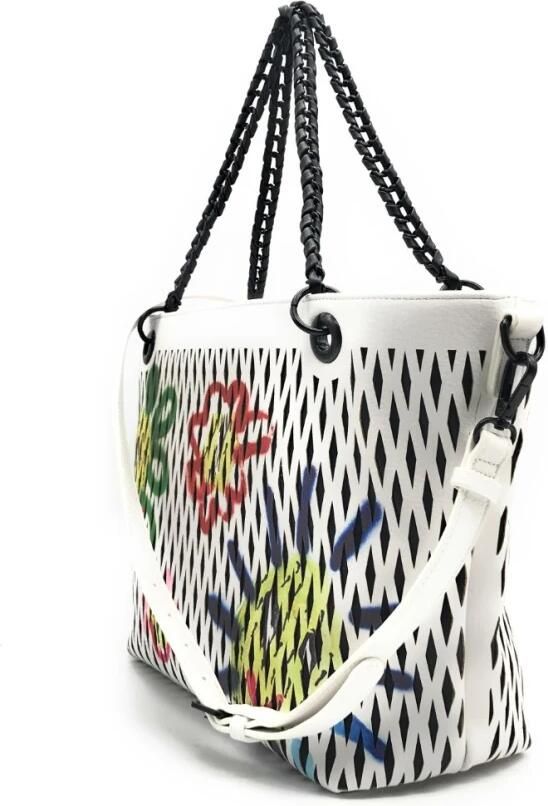Desigual Witte Polyurethaan Handtas met Kettinghandvatten en Afneembare Schouderband Wit Dames - Foto 6