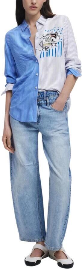 Desigual Overhemd Tweekleurig gestreept overhemd blouse met lange mouwen en kraag - Foto 6