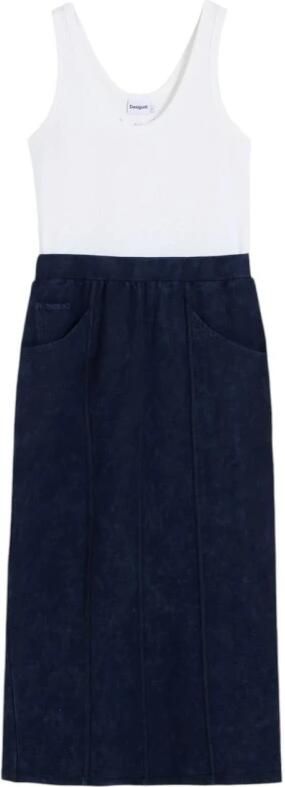Desigual Blauwe Mouwloze Jurk met Voorzakken Blue Dames - Foto 6