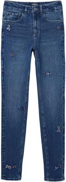 Desigual Jeans Meisje Slim Fit Jeans Bloemen Verfraaiingen - Foto 5