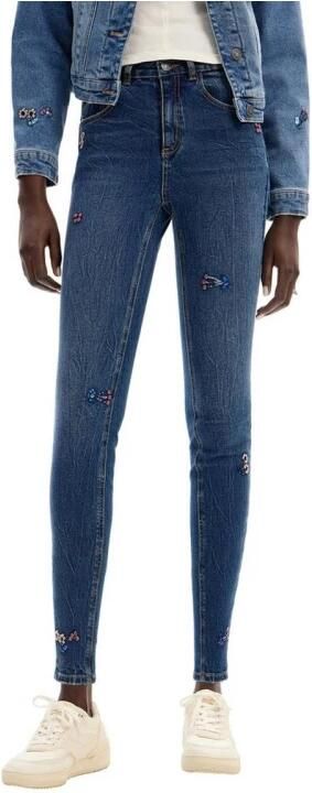 Desigual Jeans Meisje Slim Fit Jeans Bloemen Verfraaiingen - Foto 2