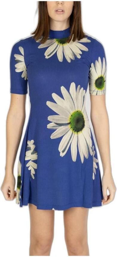 Desigual Jurk Daisy Print Mini Jurk Mock Neck Korte Mouwen - Foto 5