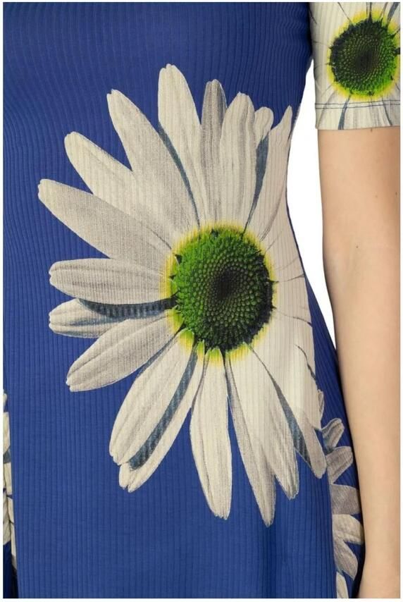 Desigual Jurk Daisy Print Mini Jurk Mock Neck Korte Mouwen - Foto 2