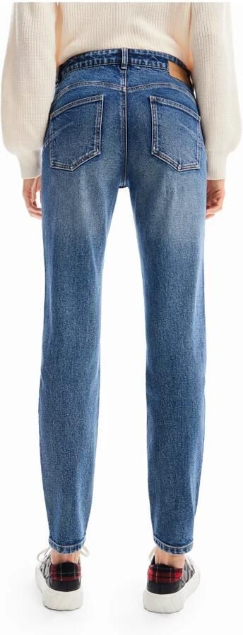 Desigual Bloemen Geborduurde Skinny Jeans Vrouwen Blauw Blue Dames - Foto 4