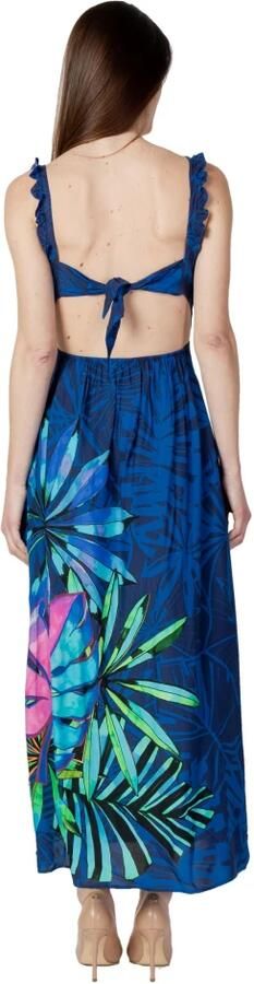 Desigual Blauwe Bloemen Jurk met Veters Blue Dames - Foto 2