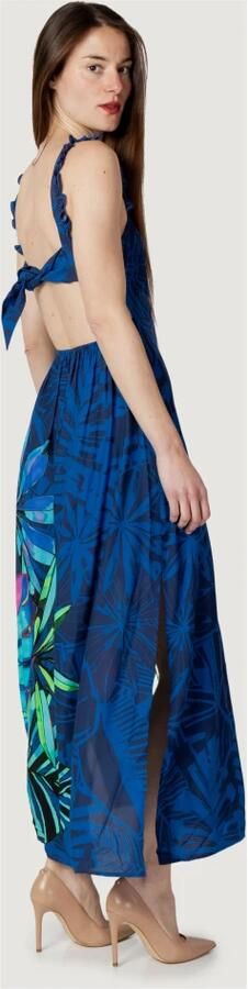 Desigual Blauwe Bloemen Jurk met Veters Blue Dames - Foto 3