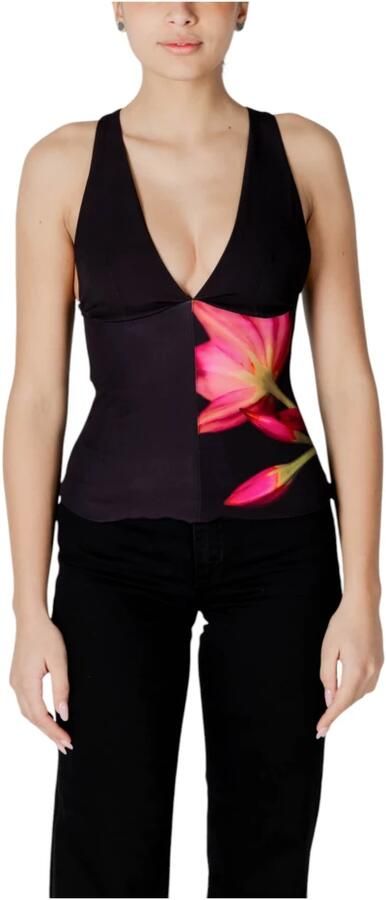 Desigual Bloemen V-Hals Mouwloze Top Black Dames - Foto 3