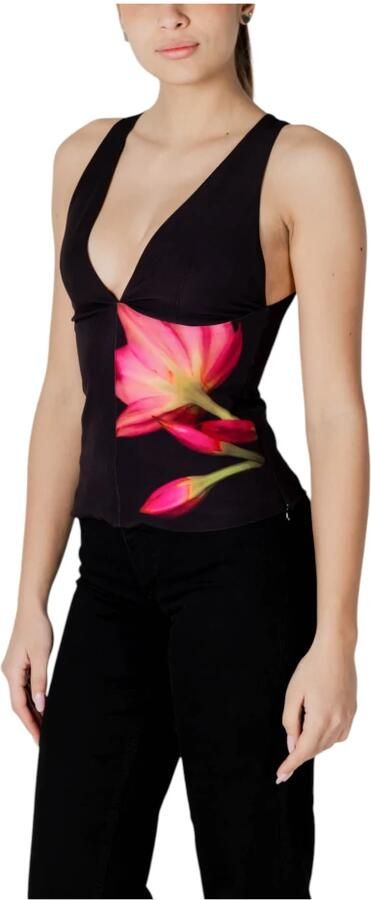 Desigual Bloemen V-Hals Mouwloze Top Black Dames - Foto 2