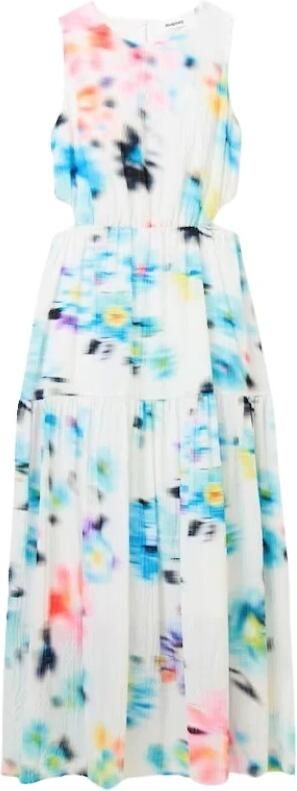 Desigual Bloemige Mouwloze Katoenen Jurk met Knoopsluiting Multicolor Dames - Foto 8