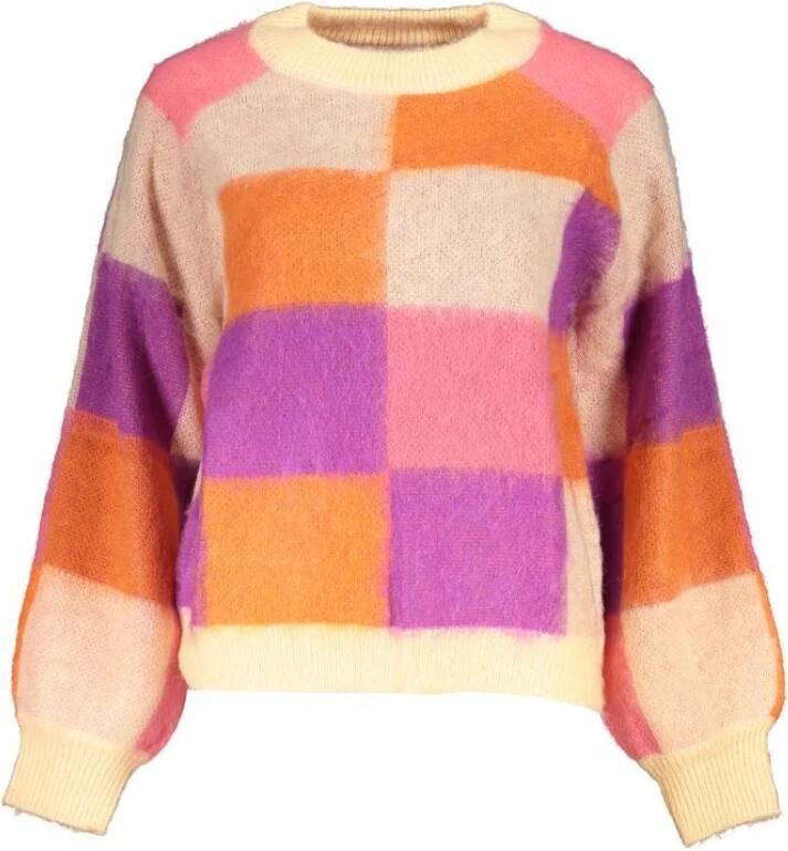 Desigual Roze Trui met Lange Mouwen en Contrastdetails Multicolor Dames