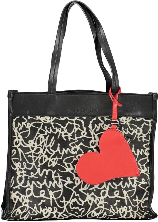 Desigual Zwarte Polyester Schoudertas met Contrastdetails Black Dames