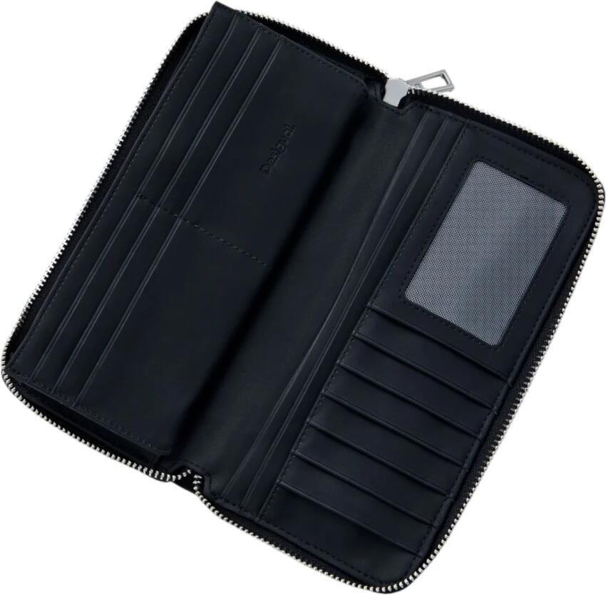 Desigual Gestreepte ritssluiting portemonnee met binnenzakken Black Dames - Foto 4