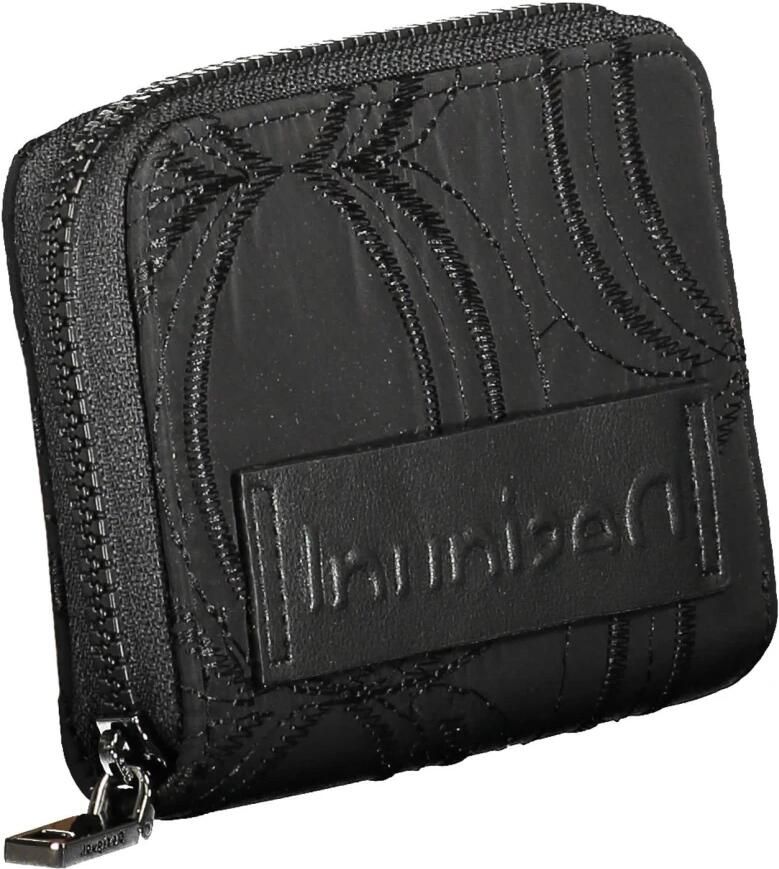 Desigual Zwarte Polyester Portemonnee met 5 Compartimenten en Ritssluiting Black Dames