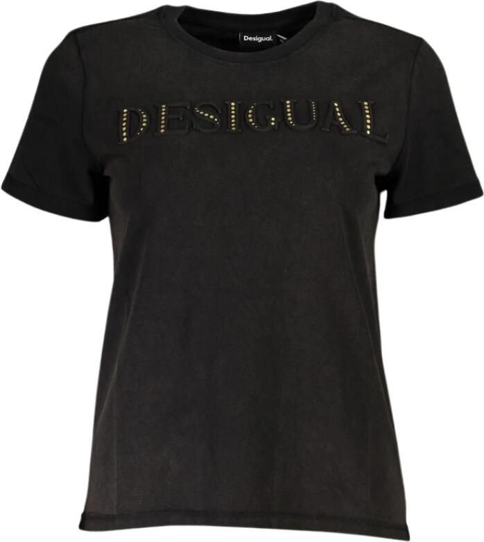 Desigual Elegant T-shirt met contrastdetails Black Dames