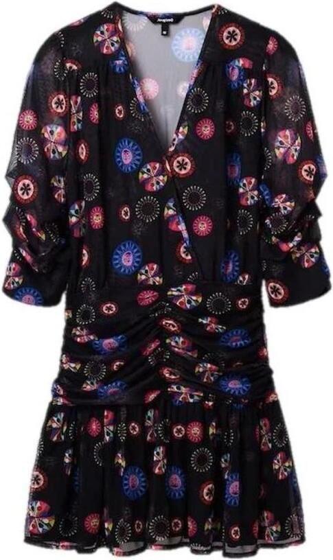 Desigual Jurk Mini-jurk met gebloemde mesh VNeck jurk met korte mouwen - Foto 4
