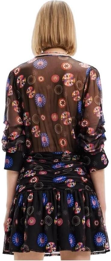 Desigual Jurk Mini-jurk met gebloemde mesh VNeck jurk met korte mouwen - Foto 3