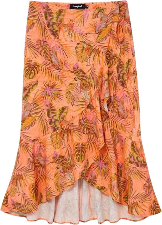 Desigual Elegante Oranje Longuette Rok voor Vrouwen Orange Dames