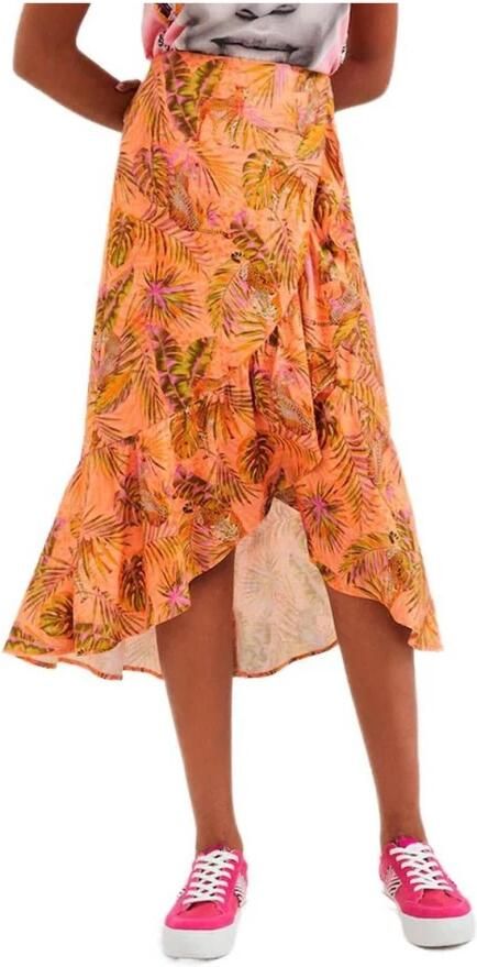 Desigual Elegante Oranje Longuette Rok voor Vrouwen Orange Dames - Foto 4
