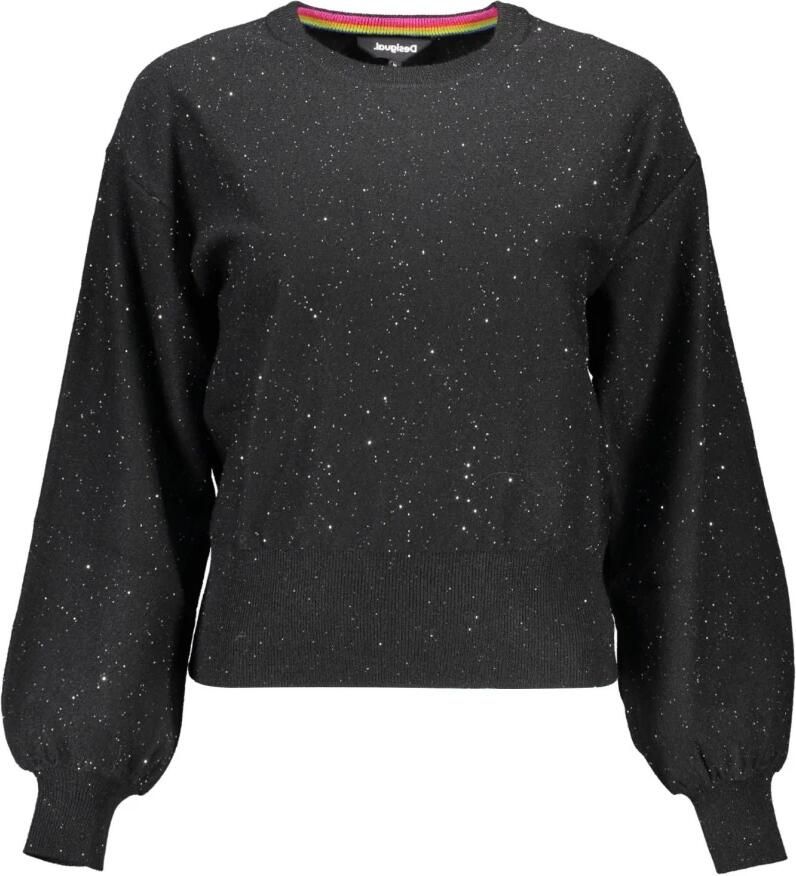 Desigual Elegante Trui met Lange Mouwen en Contrasterende Accenten Black Dames