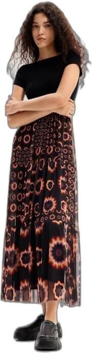 Desigual Elegante Zwarte Lange Jurk Mix Black Dames - Foto 4