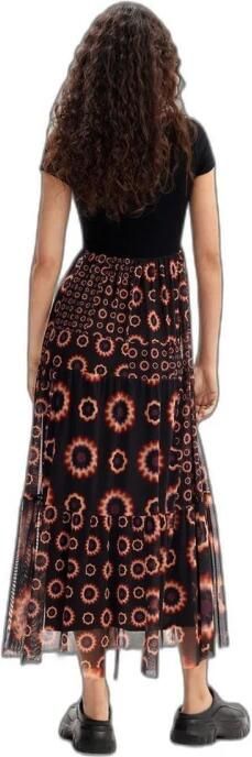 Desigual Elegante Zwarte Lange Jurk Mix Black Dames - Foto 3