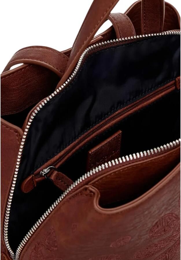 Desigual Geometrisch Patroon Rugzak met Meerdere Zakken Brown Dames