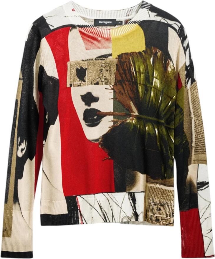 Desigual Groene Bedrukte Lange Mouw Gebreide Kleding Multicolor Dames - Foto 6