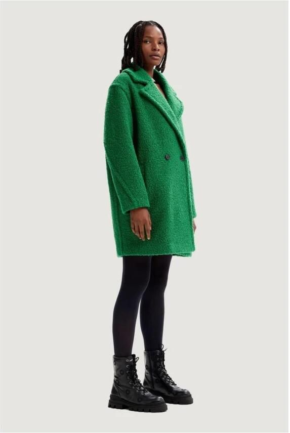 Desigual Groene Knoopsluiting Reverskraag Jas Green Dames - Foto 3