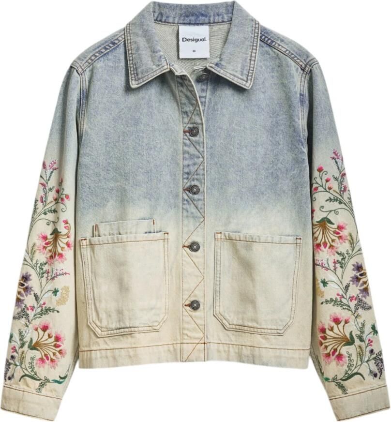 Desigual Trainingsjack Denim jasje bloemen borduurwerk lange mouwen - Foto 8