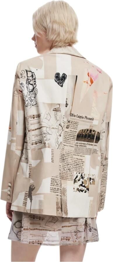 Desigual Gedrukte katoenen blazer met reverskraag Beige Dames - Foto 5