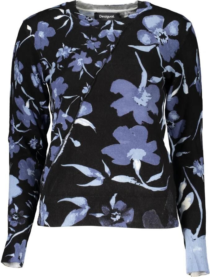 Desigual Zwarte gebreide kleding met bloemen voor vrouwen Multicolor Dames