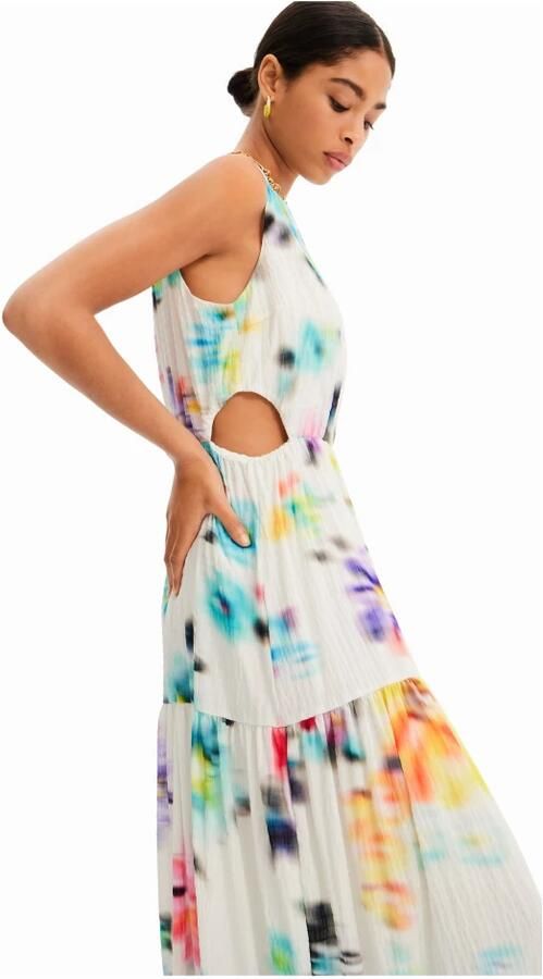 Desigual Bloemige Mouwloze Katoenen Jurk met Knoopsluiting Multicolor Dames - Foto 4