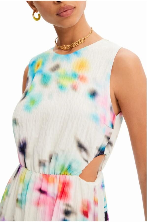 Desigual Bloemige Mouwloze Katoenen Jurk met Knoopsluiting Multicolor Dames - Foto 3