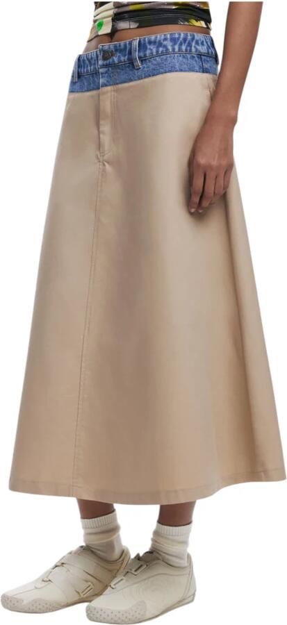 Desigual Lange jurk voor dames van katoen en lyocell samenstelling Beige Dames