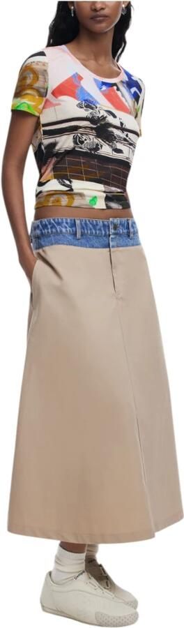 Desigual Lange jurk voor dames van katoen en lyocell samenstelling Beige Dames - Foto 2