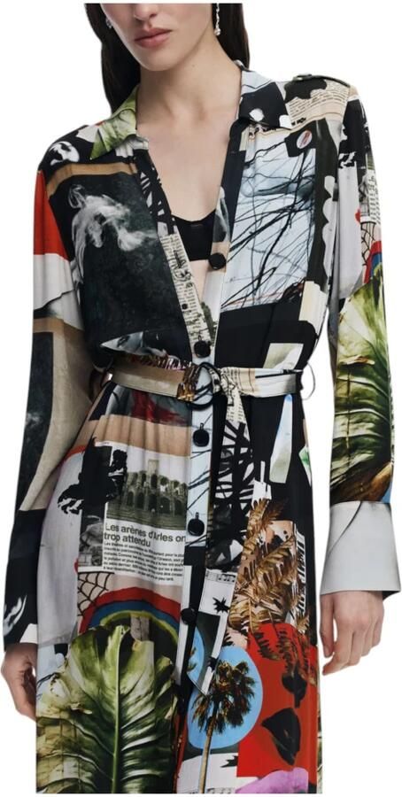Desigual Gedrukte knoopjurk Lente Zomer Collectie Multicolor Dames - Foto 4