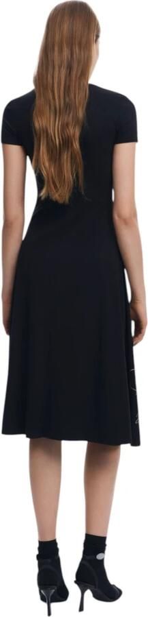 Desigual Bloemen Zwart Jurk Korte Mouw Ronde Hals Black Dames - Foto 5