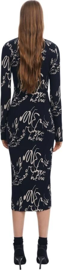 Desigual Zwarte Vierkante Hals Lange Mouw Jurk Black Dames - Foto 6