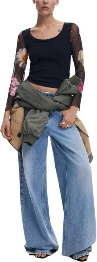 Desigual Casual Grafisch Bedrukt T-shirt Vrouwen Lente Zomer Black Dames - Foto 6