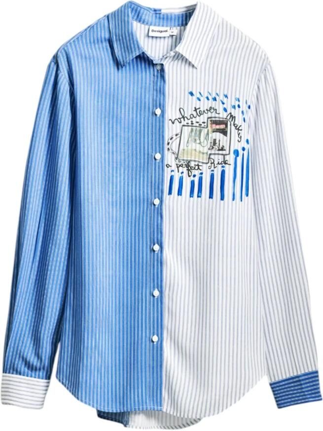 Desigual Overhemd Tweekleurig gestreept overhemd blouse met lange mouwen en kraag - Foto 7