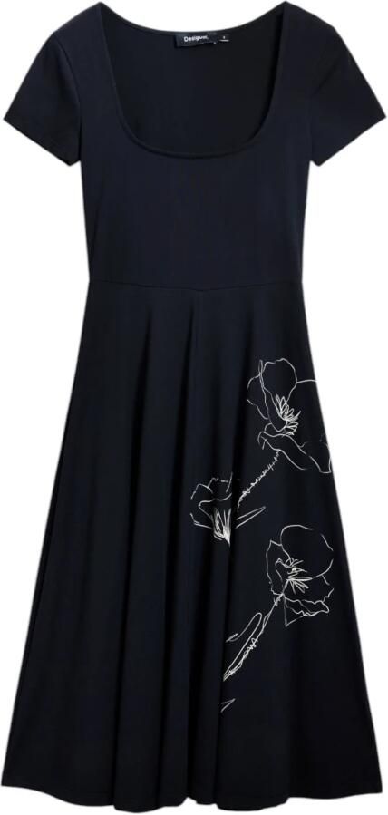 Desigual Zwarte Zomerjurk met Vierkante Halslijn Black Dames - Foto 4