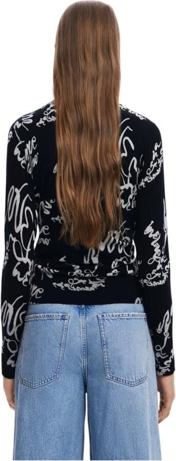 Desigual Zwart Bedrukte Lange Mouw Gebreide kleding Black Dames - Foto 6