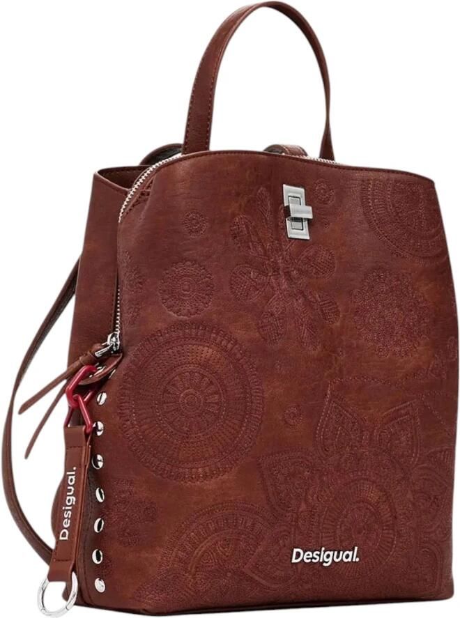 Desigual Geometrisch Patroon Rugzak met Meerdere Zakken Brown Dames - Foto 4