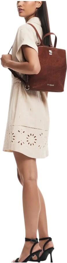Desigual Geometrisch Patroon Rugzak met Meerdere Zakken Brown Dames - Foto 3