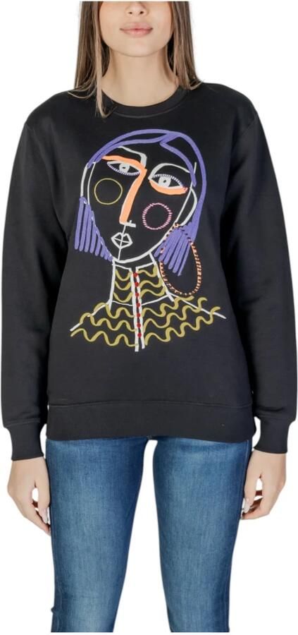 Desigual Zwart Bedrukte Sweatshirt Ronde Hals Black Dames - Foto 6